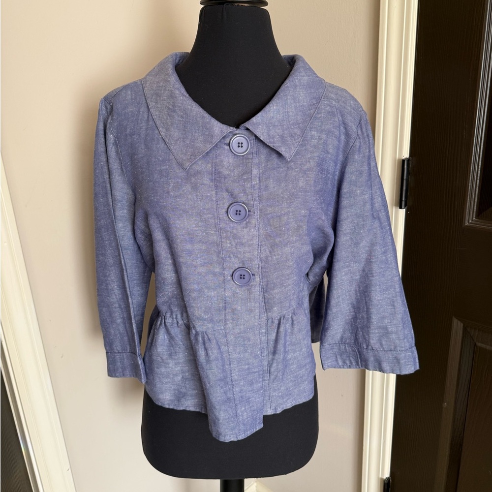 Harve Benard Linen Blend Blue Shirt